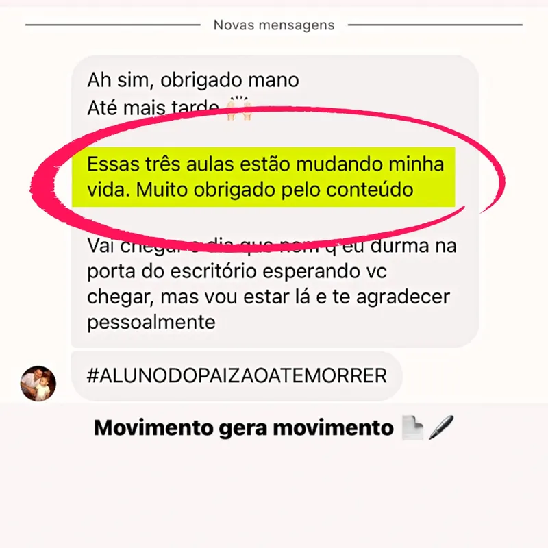 Depoimento de aluno aplicado